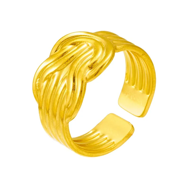 316L Stainless Steel Bowknot Adjustable Finger Ring For Women