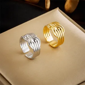 316L Stainless Steel Bowknot Adjustable Finger Ring For Women