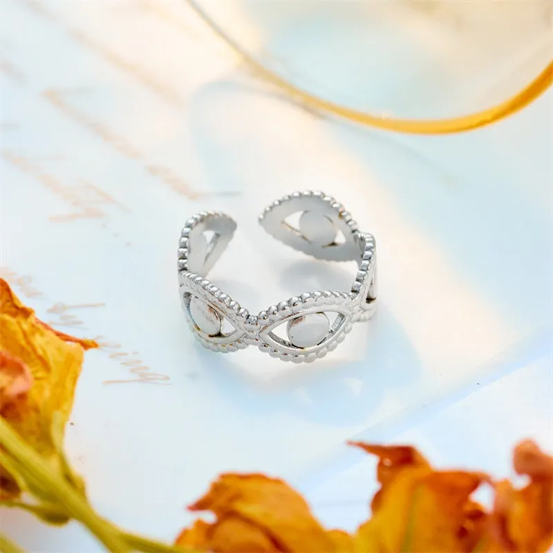 316L Stainless Steel Eye Shape Open Ring For Women