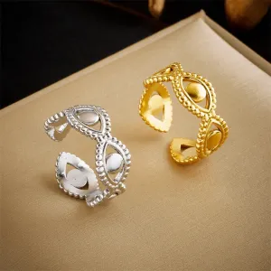 316L Stainless Steel Eye Shape Open Ring For Women