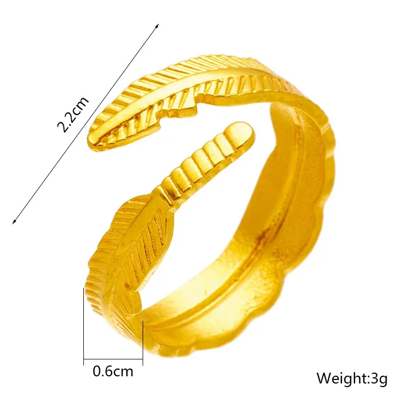 316L Stainless Steel Feather Leaf Opening Ring For Women
