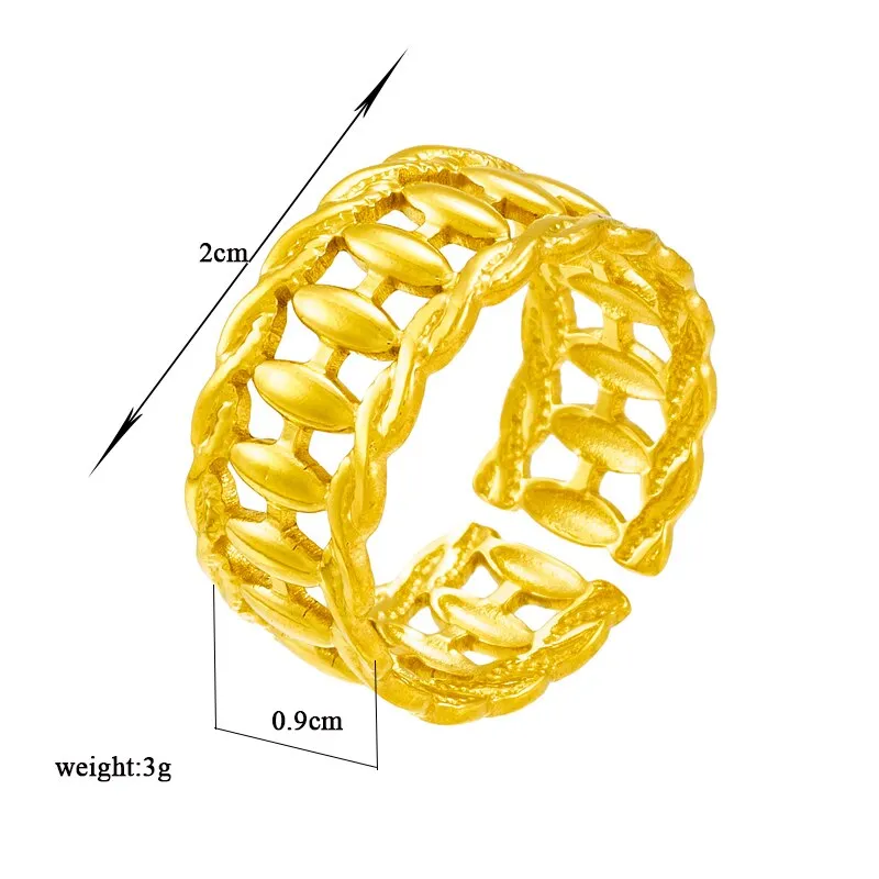 316L Stainless Steel Retro Openwork Ring For Women