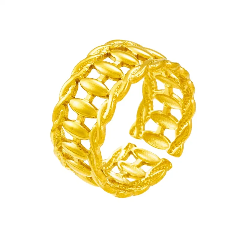 316L Stainless Steel Retro Openwork Ring For Women