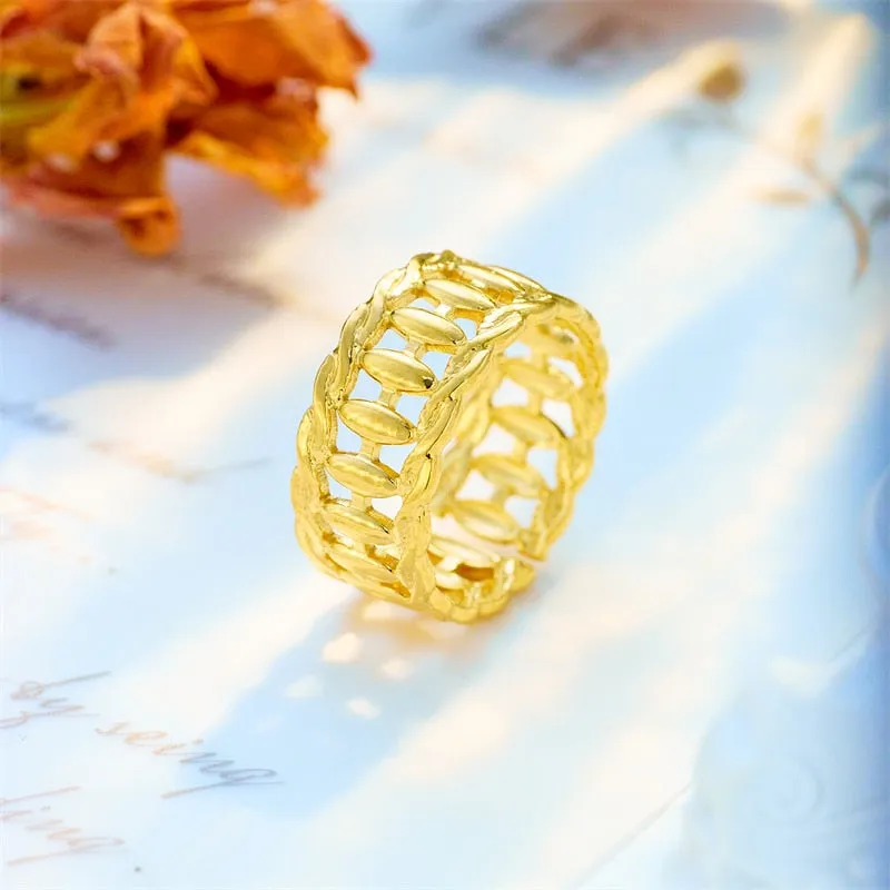 316L Stainless Steel Retro Openwork Ring For Women
