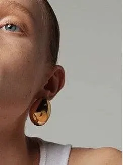 3art Simple Glossy Stylish Fashion 18K Gold Earrings