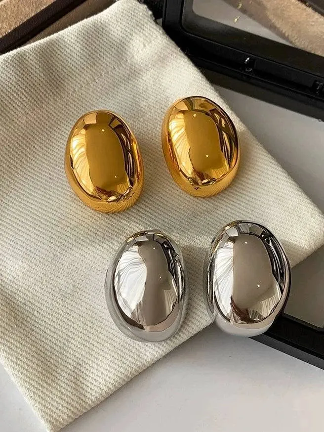 3art Simple Glossy Stylish Fashion 18K Gold Earrings