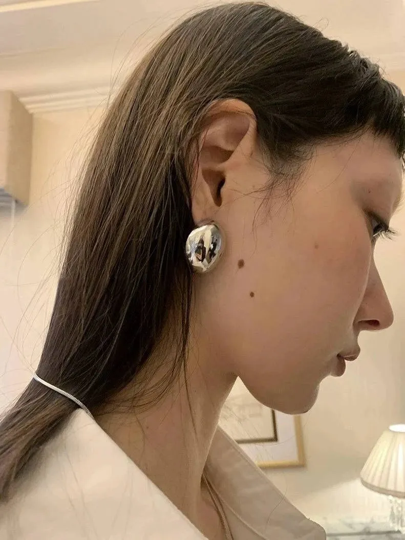 3art Simple Glossy Stylish Fashion 18K Gold Earrings