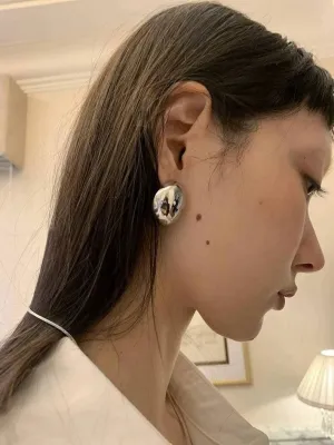 3art Simple Glossy Stylish Fashion 18K Gold Earrings
