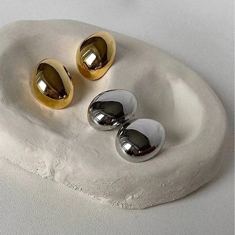 3art Simple Glossy Stylish Fashion 18K Gold Earrings