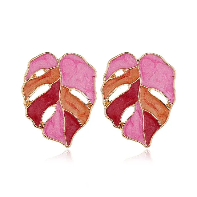 4-Pairs: Women's Vintage Leaf Fashion Earrings