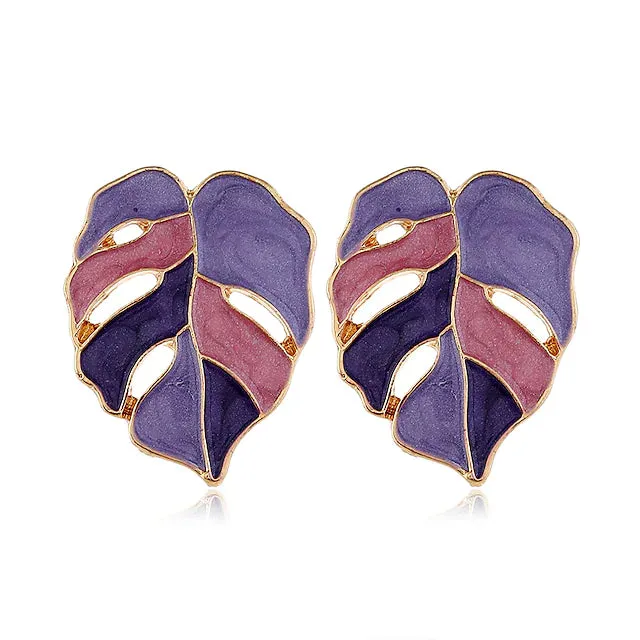 4-Pairs: Women's Vintage Leaf Fashion Earrings