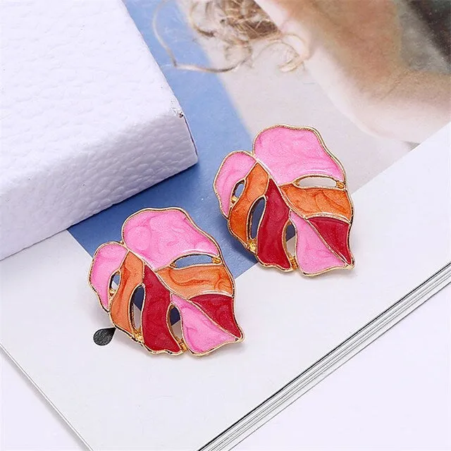 4-Pairs: Women's Vintage Leaf Fashion Earrings