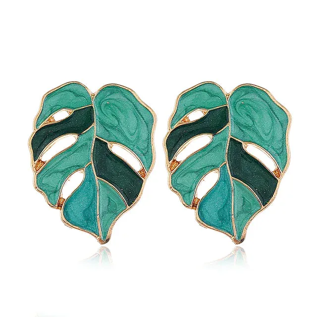 4-Pairs: Women's Vintage Leaf Fashion Earrings