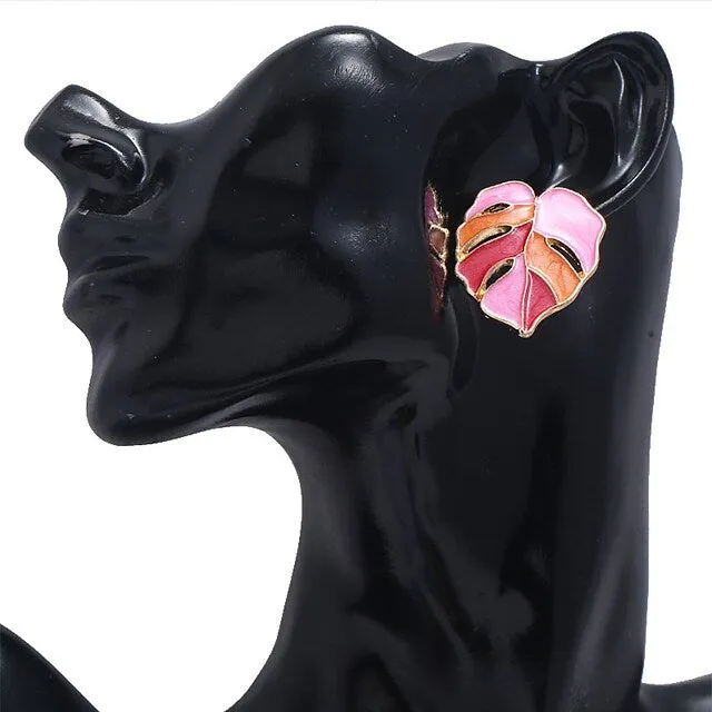 4-Pairs: Women's Vintage Leaf Fashion Earrings