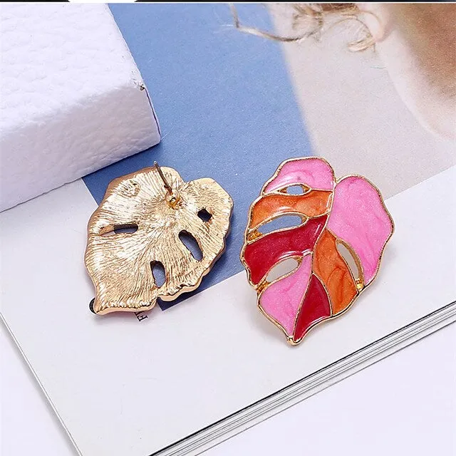 4-Pairs: Women's Vintage Leaf Fashion Earrings