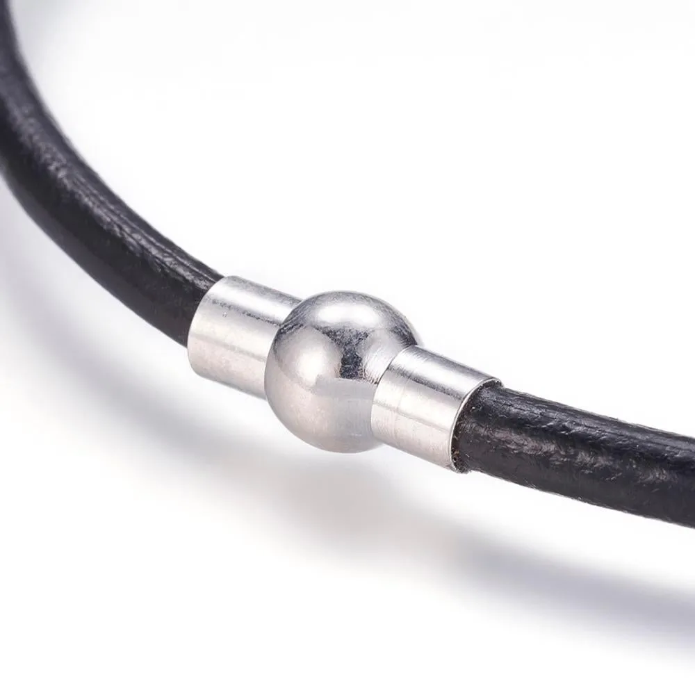 5mm Leather Necklace (44cm) - Black