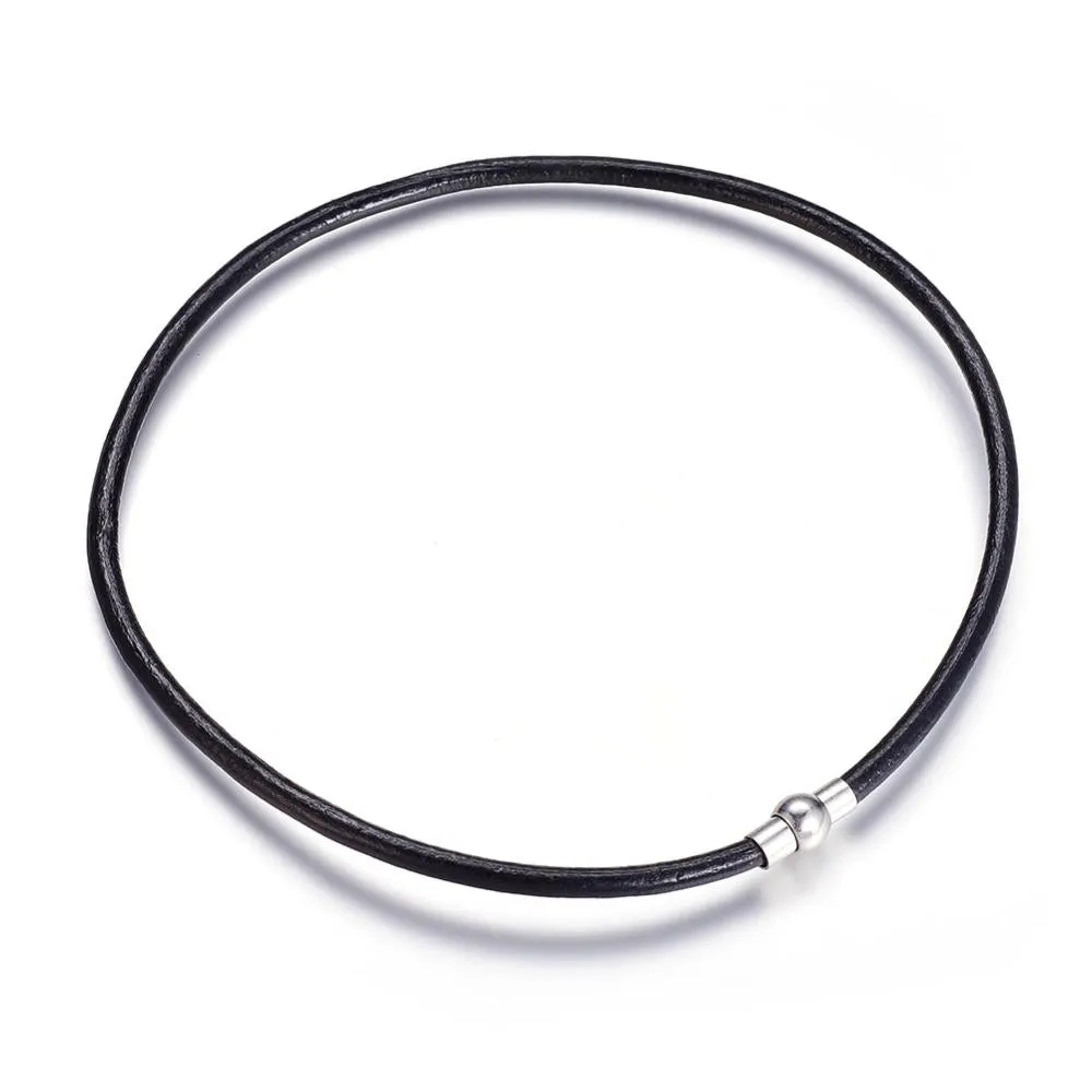5mm Leather Necklace (44cm) - Black