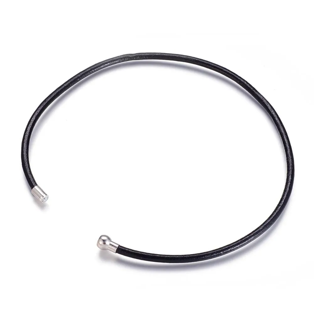 5mm Leather Necklace (44cm) - Black