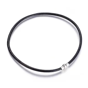 5mm Leather Necklace (44cm) - Black
