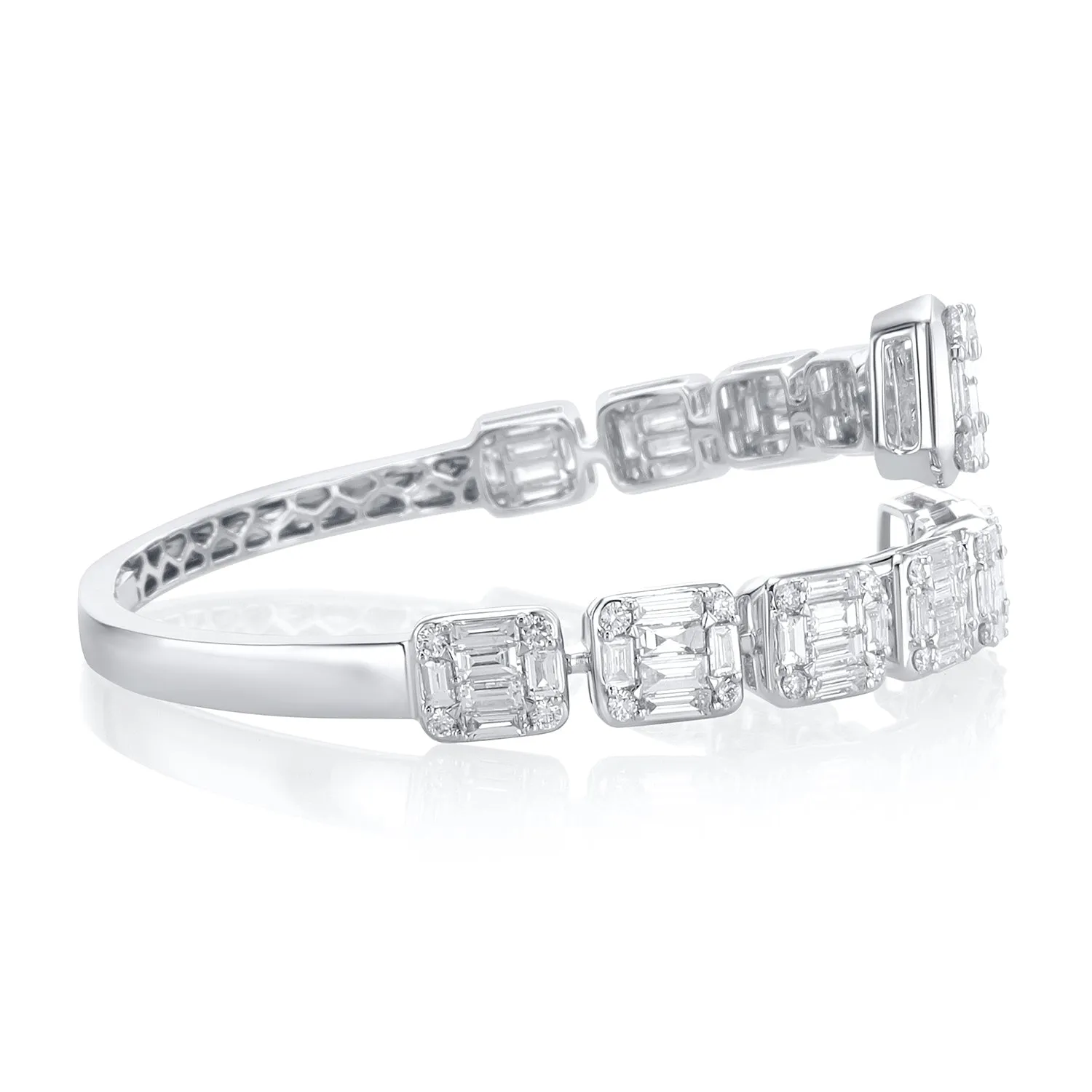 6.51 Open Natural Diamond Cluster Bangle in 18K White Gold