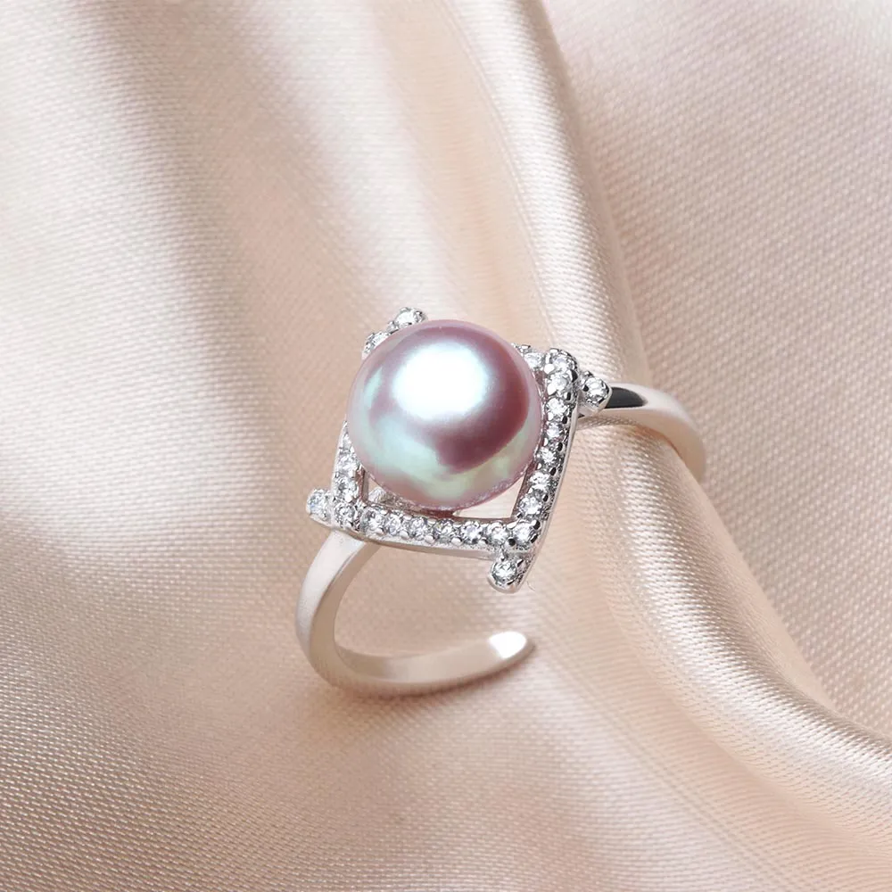 8-9mm Trendy Natural Freshwater Pearl Adjustable Ring