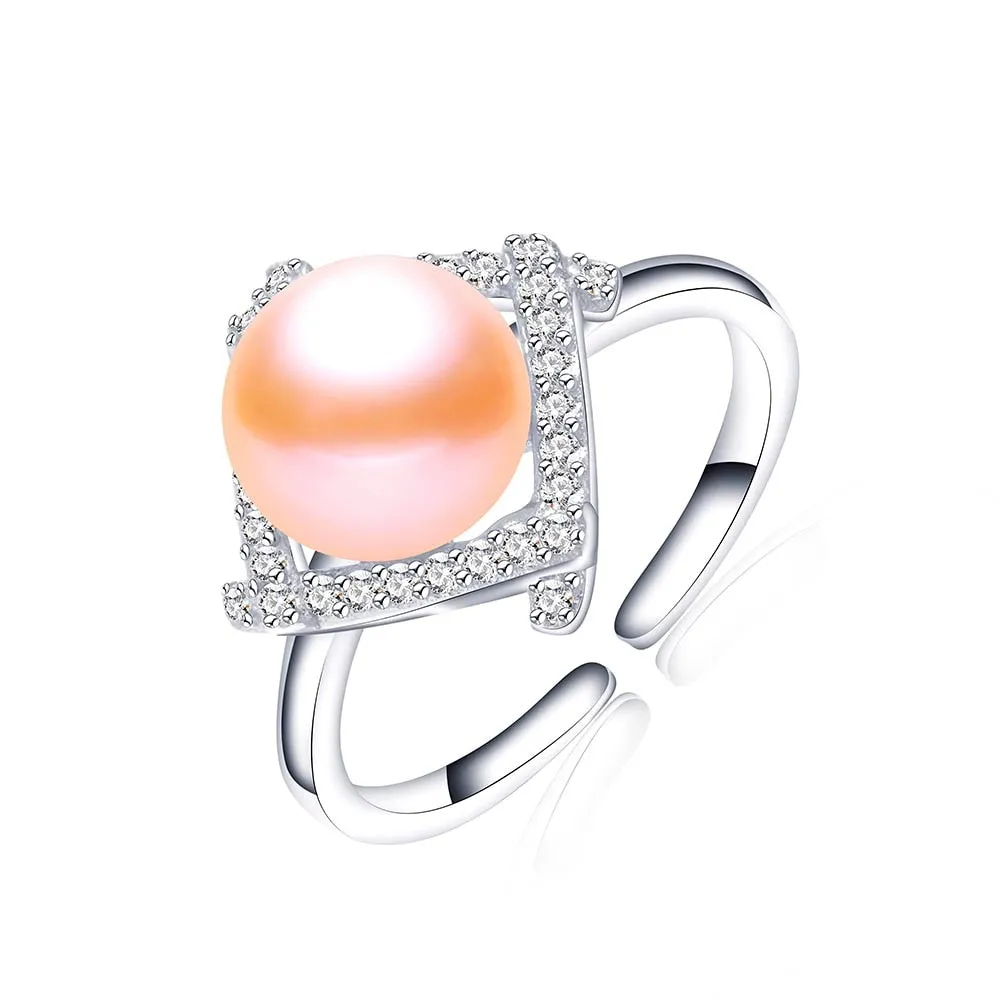 8-9mm Trendy Natural Freshwater Pearl Adjustable Ring