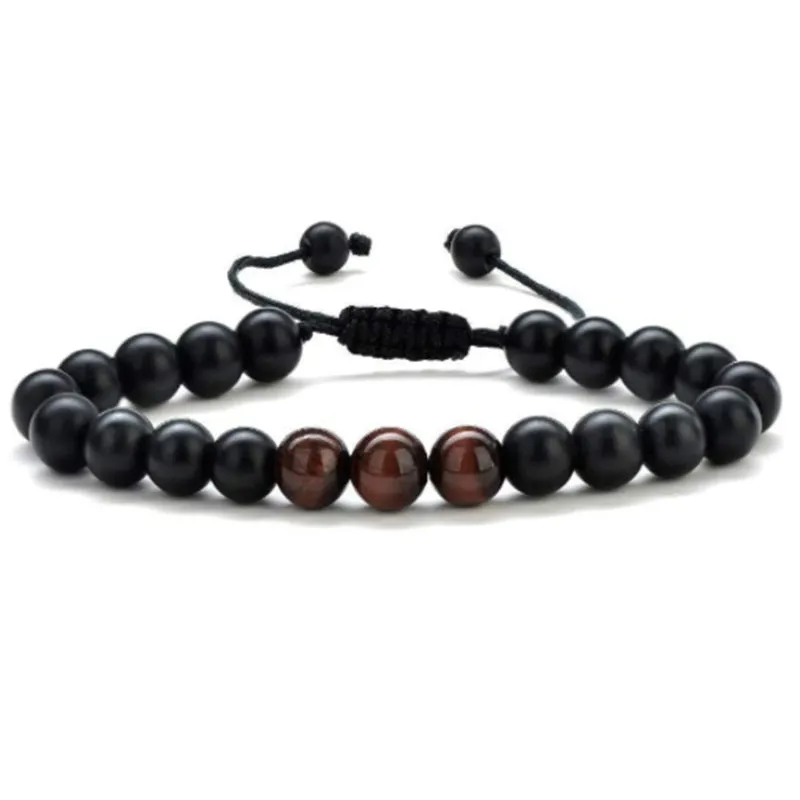 8mm Natural Yellow Tiger Eye Stone Braided Bracelet Women