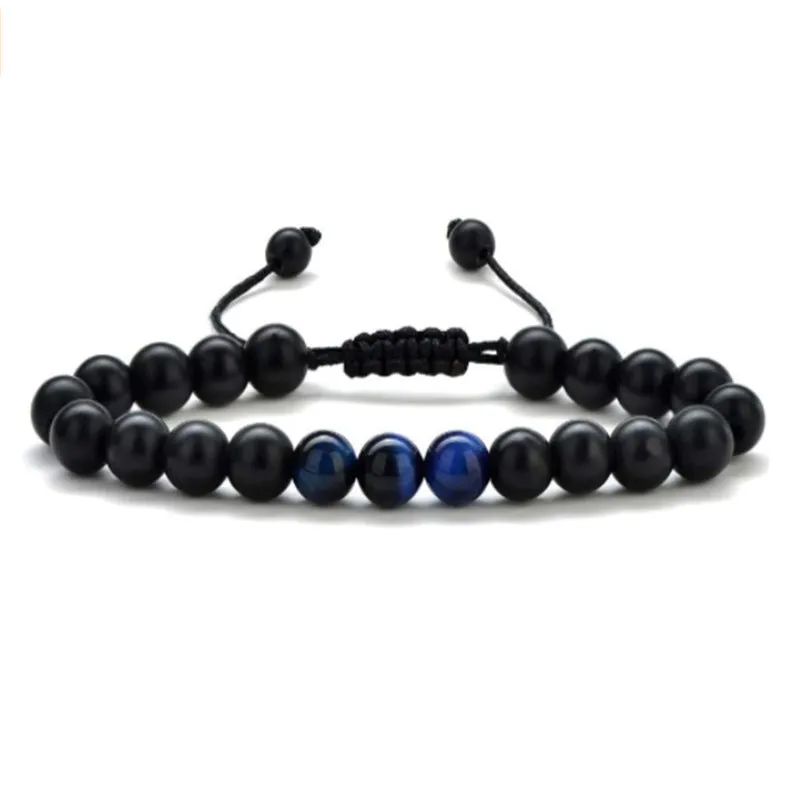 8mm Natural Yellow Tiger Eye Stone Braided Bracelet Women
