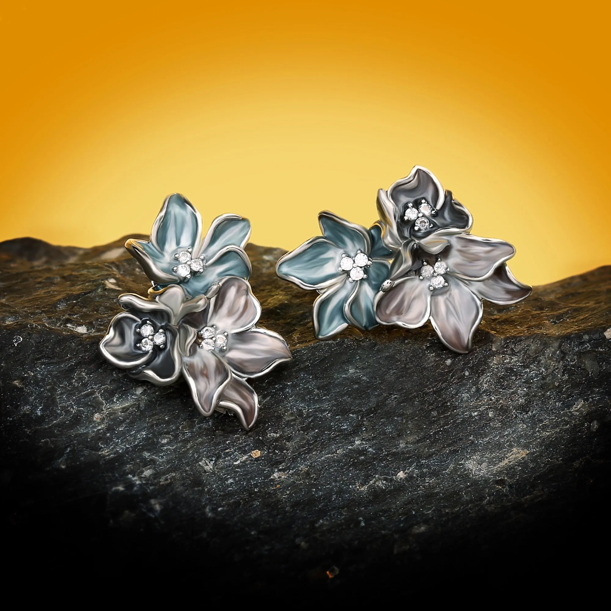 925 Silver Earrings Elegant Flower Shape Earrings