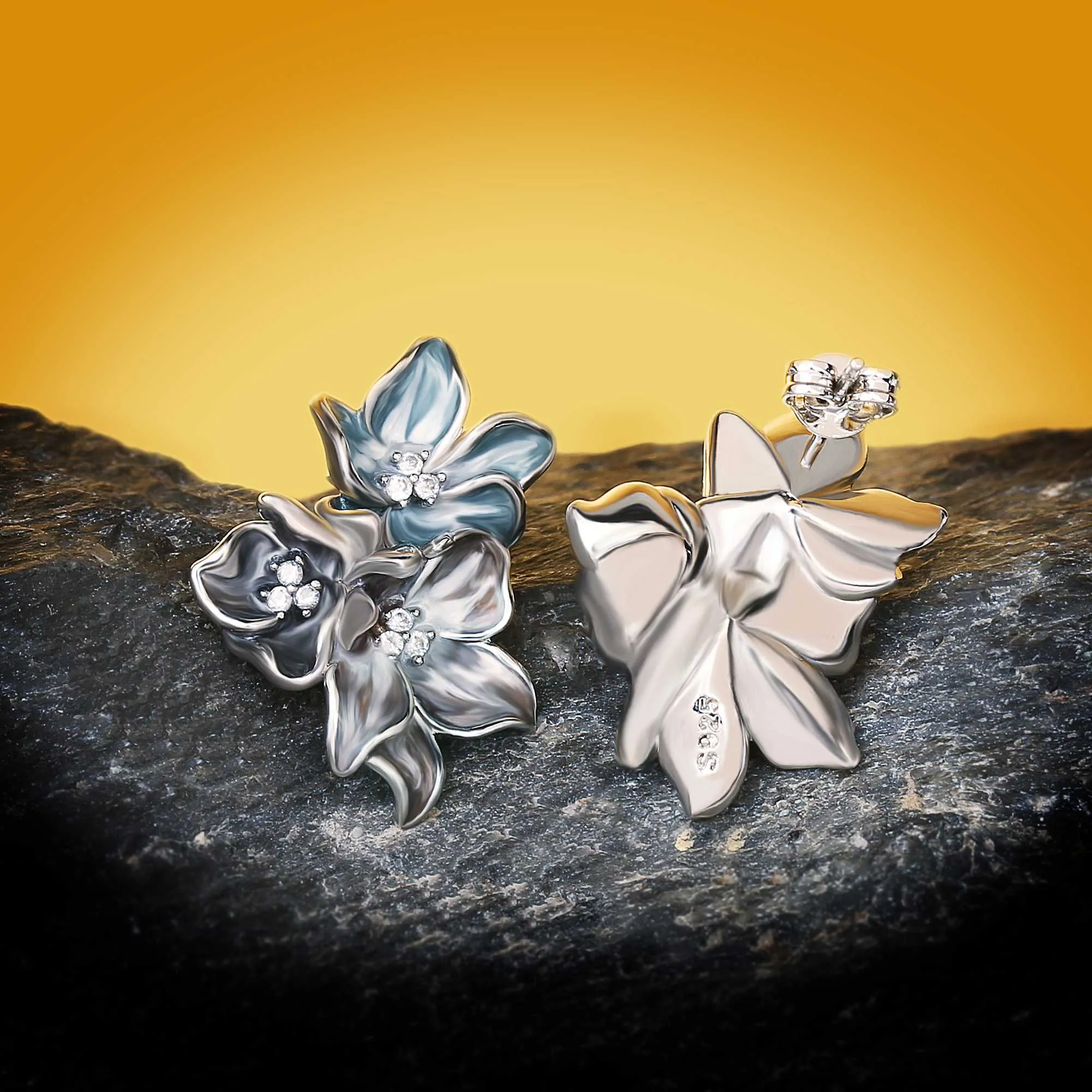 925 Silver Earrings Elegant Flower Shape Earrings