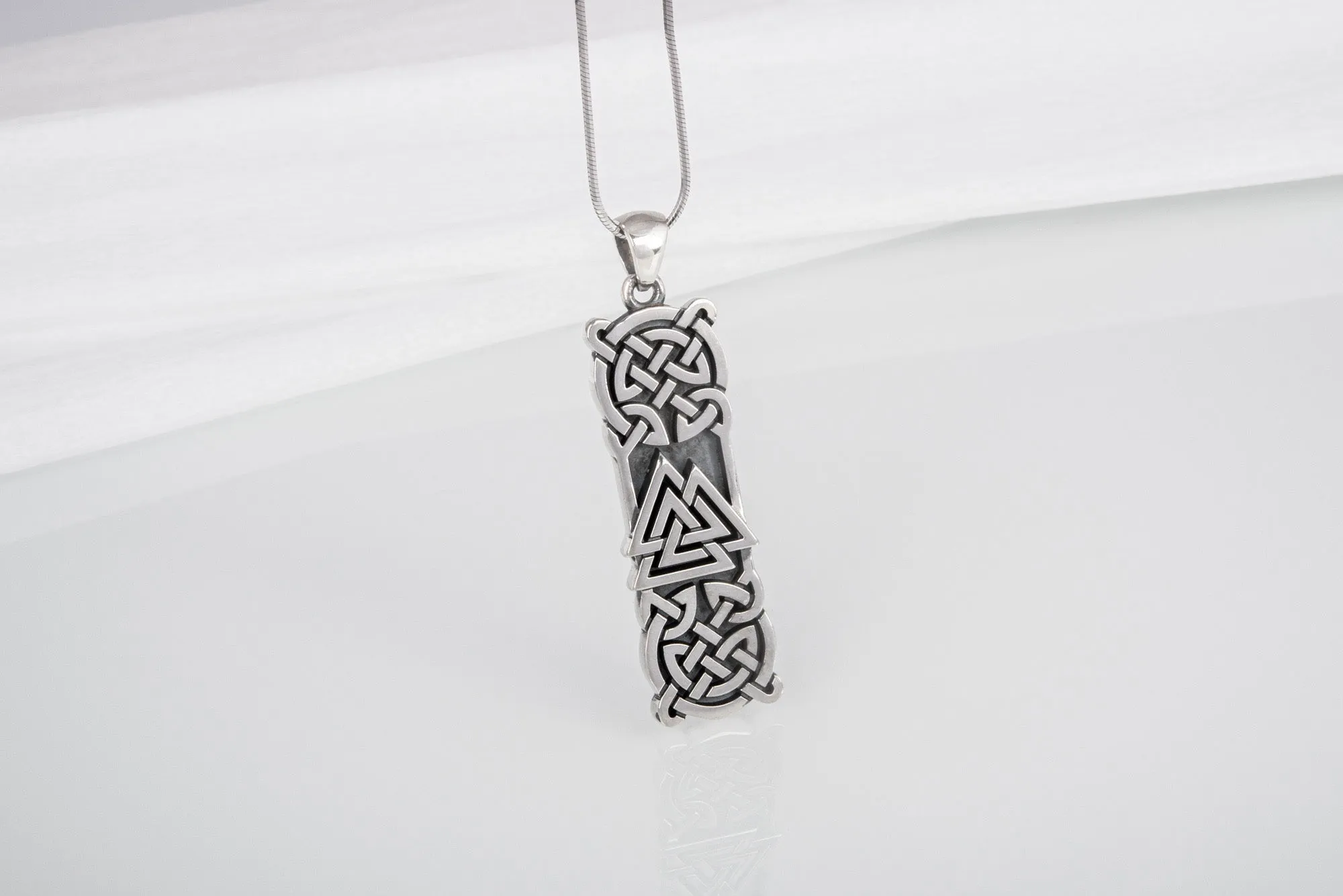 925 silver Viking pendant with Valknut and Celtic knots ornament, unique handmade jewelry