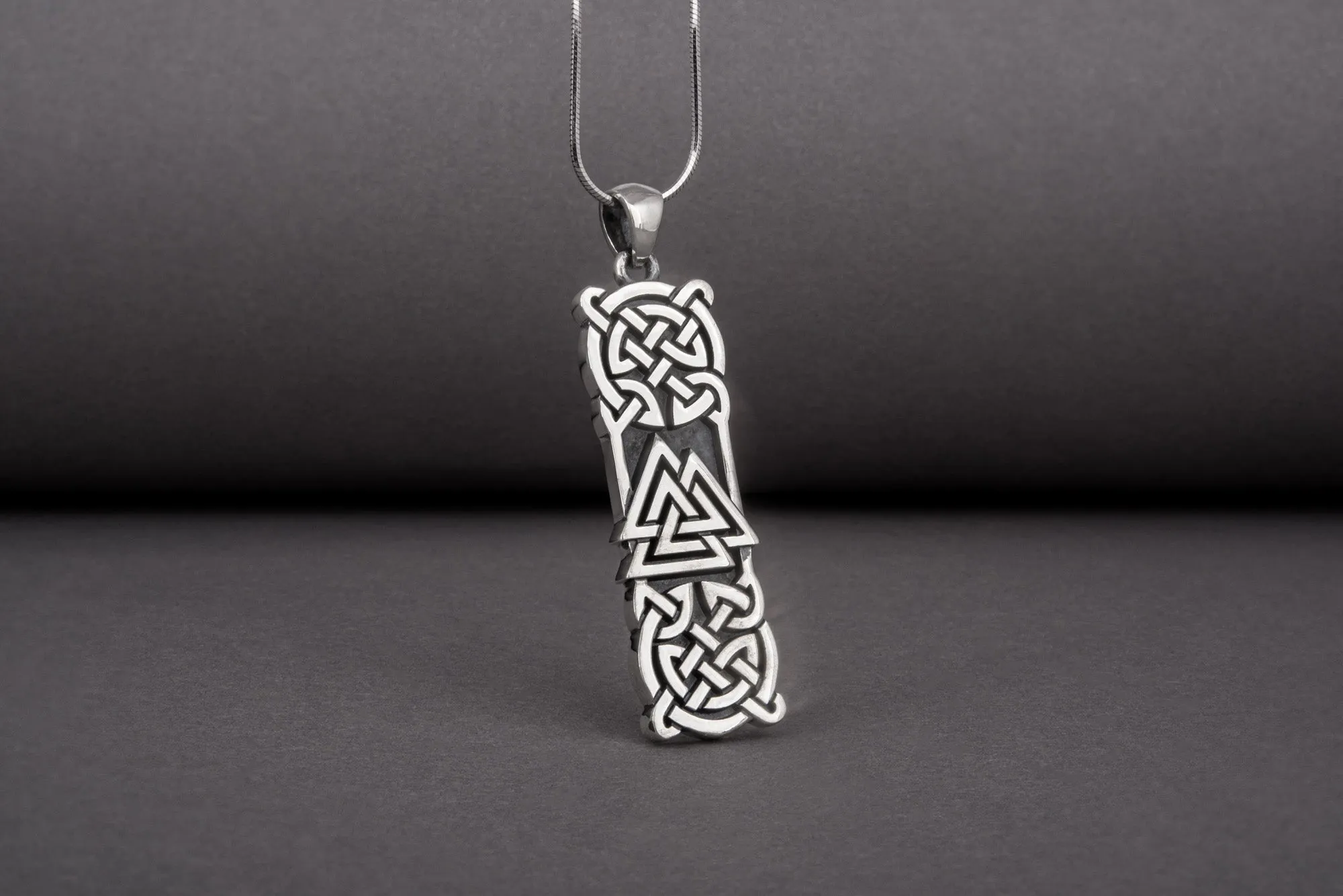 925 silver Viking pendant with Valknut and Celtic knots ornament, unique handmade jewelry