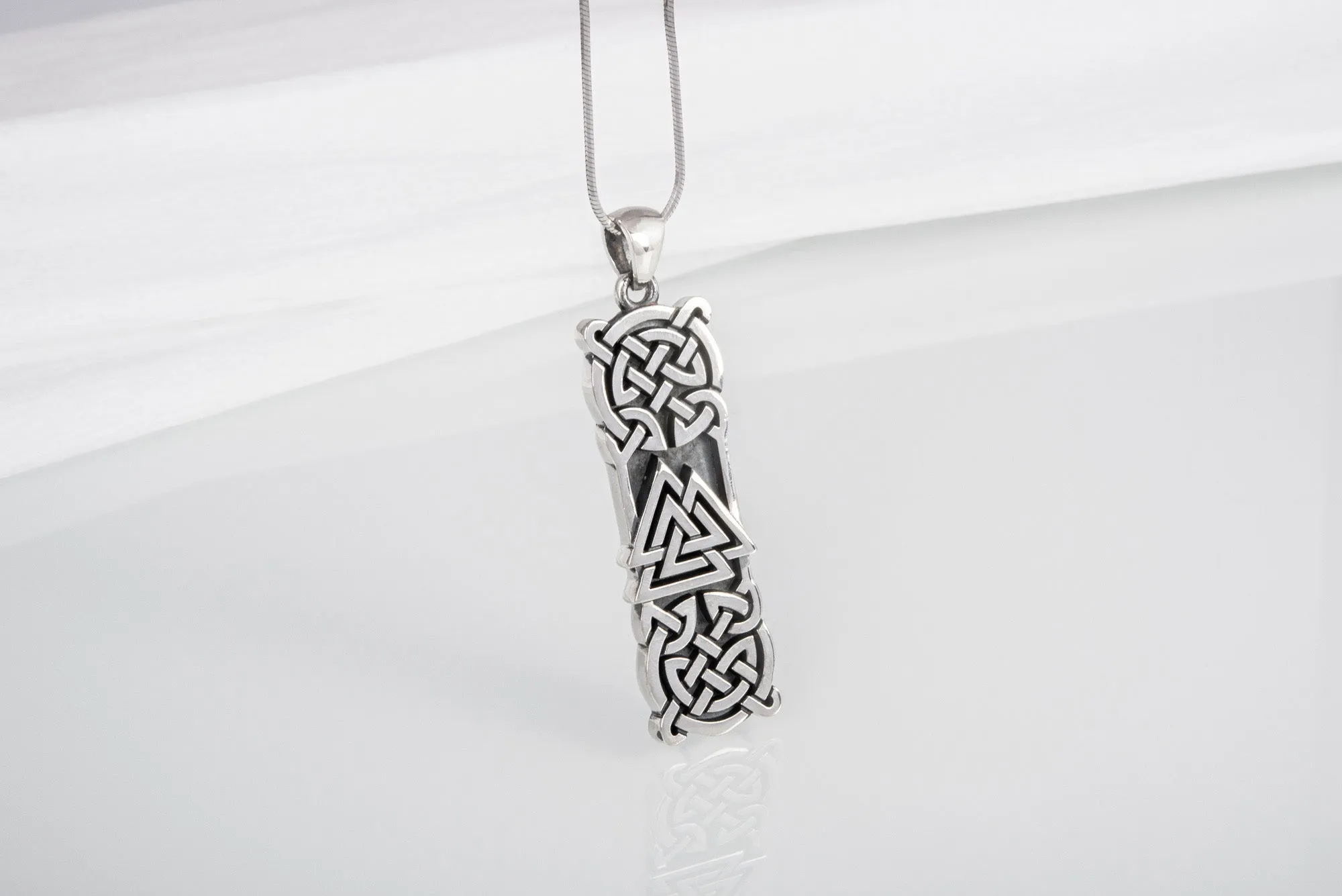 925 silver Viking pendant with Valknut and Celtic knots ornament, unique handmade jewelry