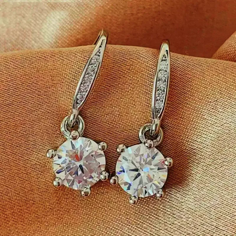 925 Sterling Silver Claw Stone Drop Earrings for Women – Elegant Dangle Hook Jewelry Gift UK