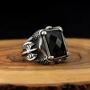 925 Sterling Silver Ring For Men Black Natural Zircon Stone Jewelry Fashion Vintage Gift Onyx Aqeq Accessories Rings All Size