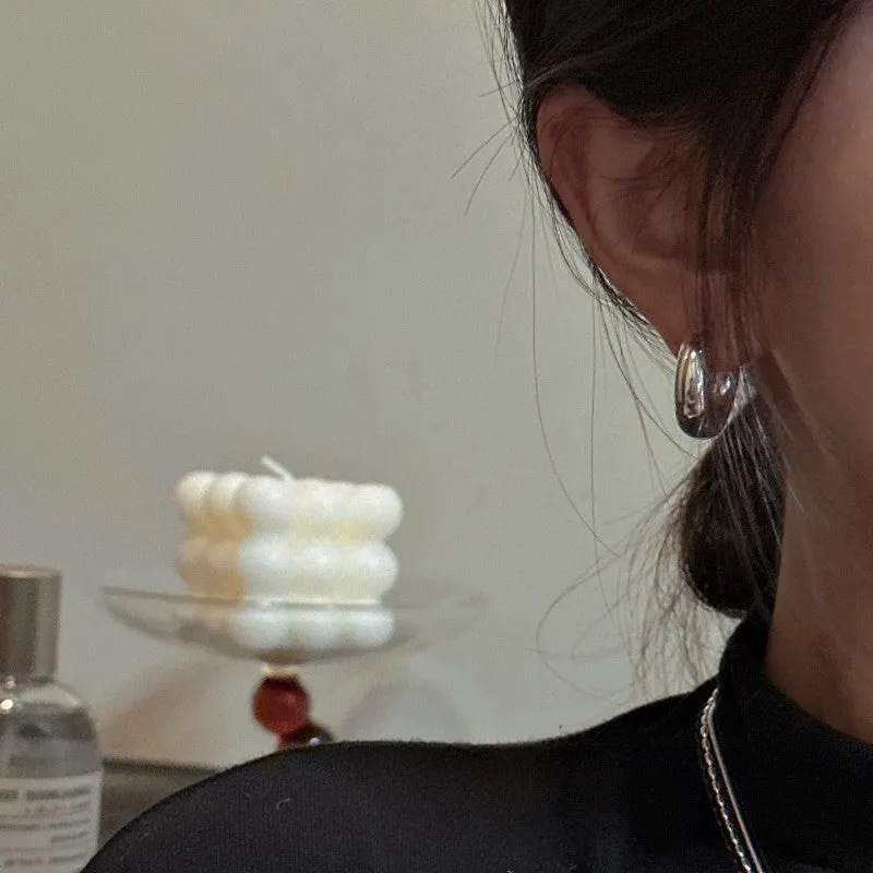 925 sterling silver stylish glossy texture earring