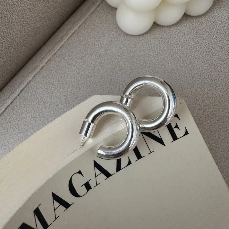 925 sterling silver stylish glossy texture earring