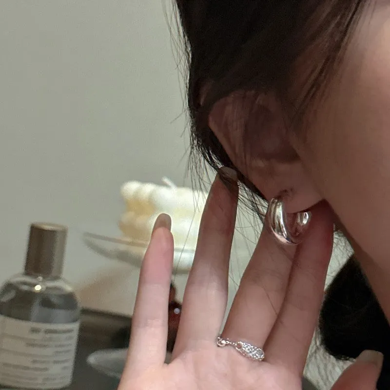 925 sterling silver stylish glossy texture earring