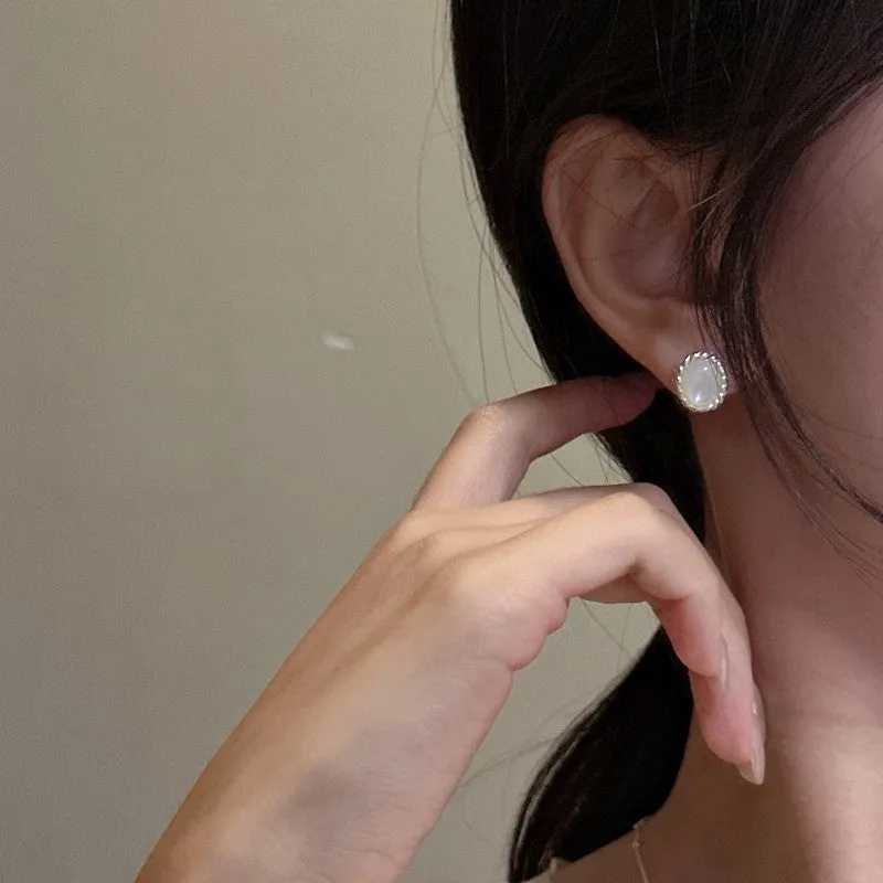 925 sterling silver stylish simple natural stone earring