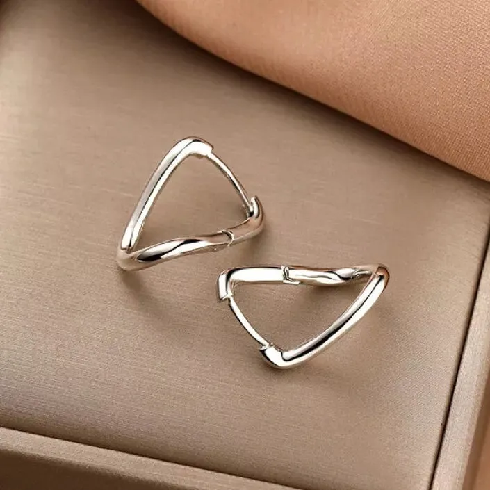 925 Sterling Silver Twisted Elegant Hoop Earrings