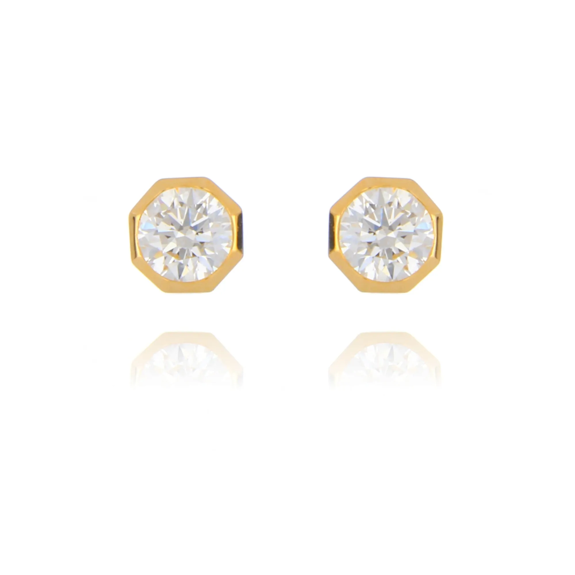 9ct Yellow Gold 0.25ct Laboratory Grown Diamond Stud Earrings, Octagonal collection