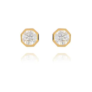9ct Yellow Gold 0.25ct Laboratory Grown Diamond Stud Earrings, Octagonal collection