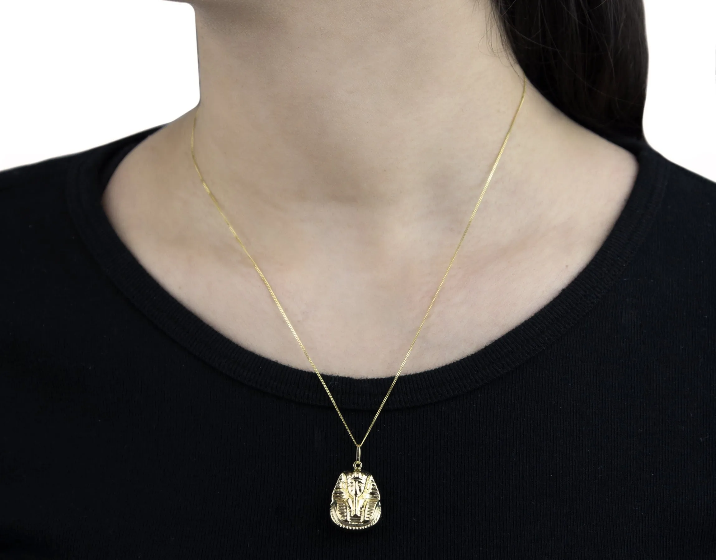 9ct Yellow Gold Egyptian Tutankhamun Pendant Necklace