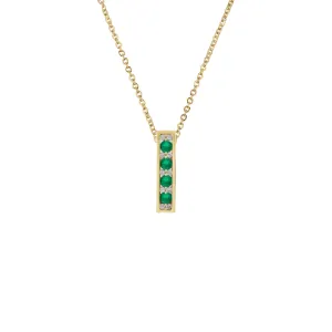 9K Yellow Gold Emerald and Diamond Pendant - 20717308