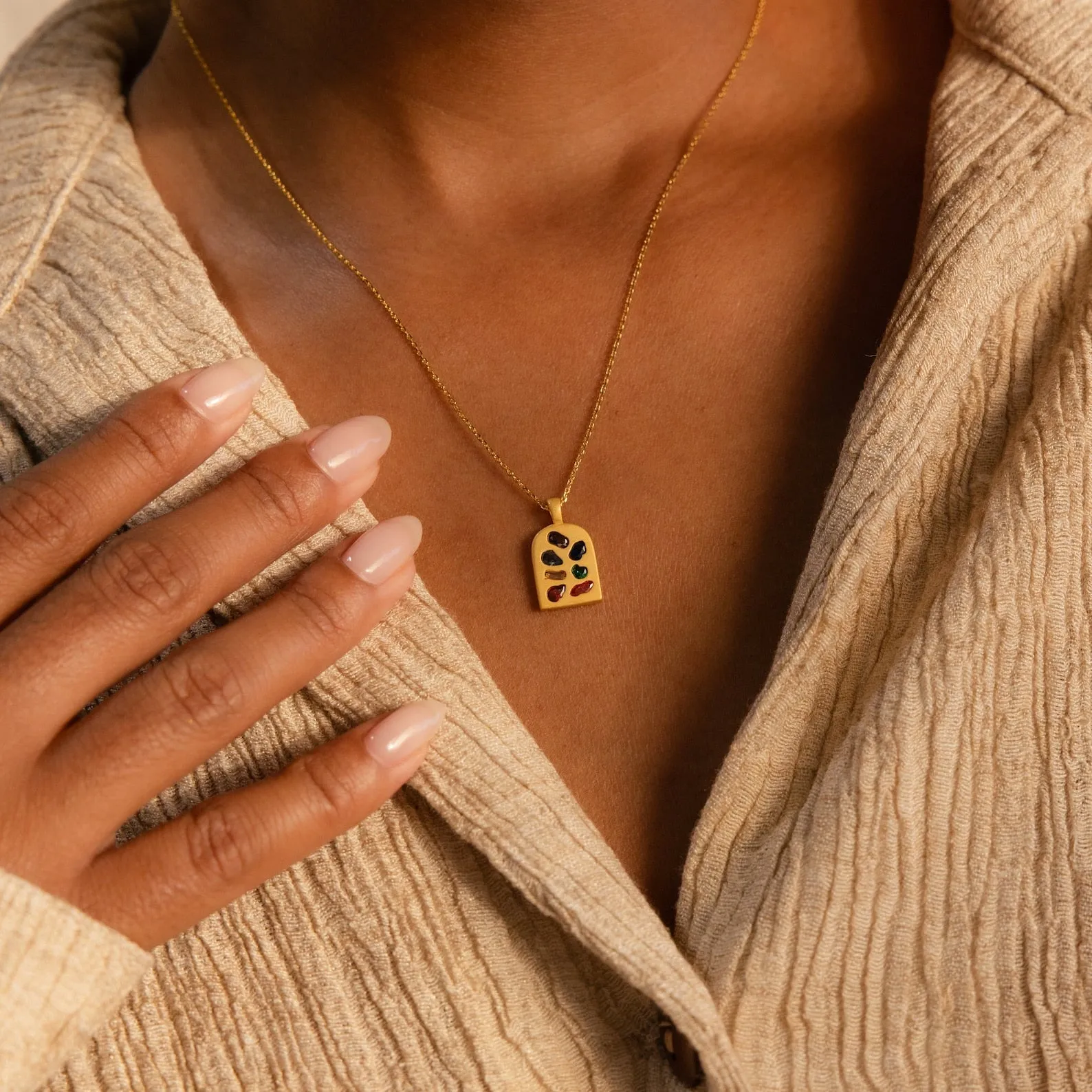 Abstract Art Deco Pendant Necklace