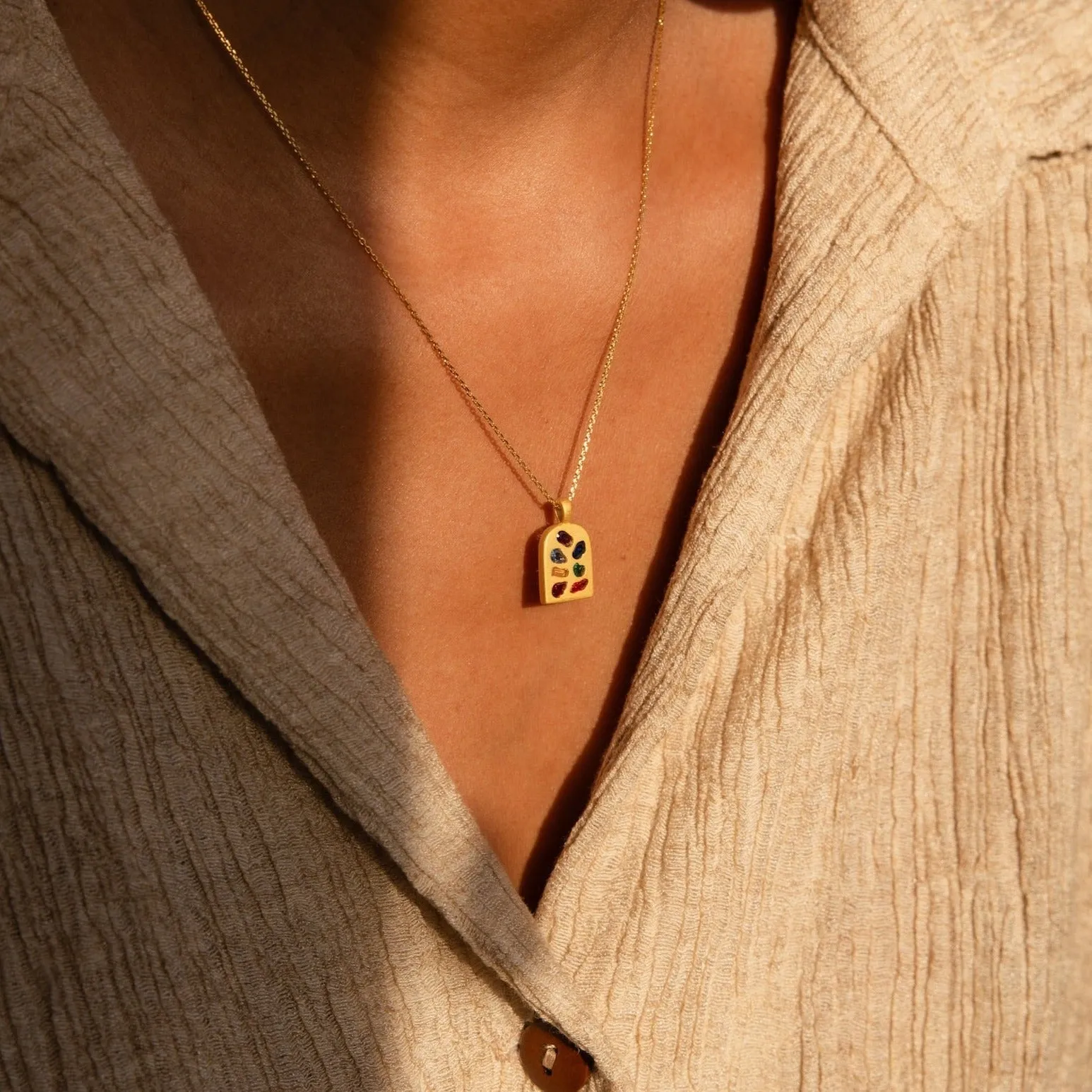 Abstract Art Deco Pendant Necklace