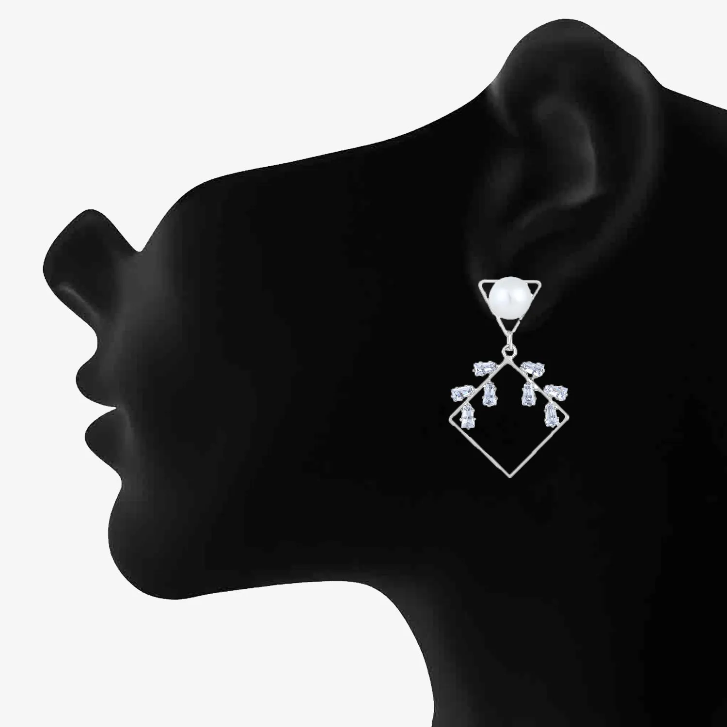AD Stone & Artificial Pearl Dangler Earring