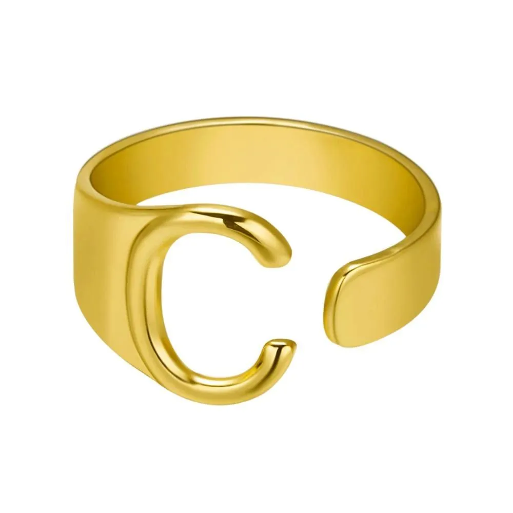 Adjustable Personalized A-Z Initial Letter Rings