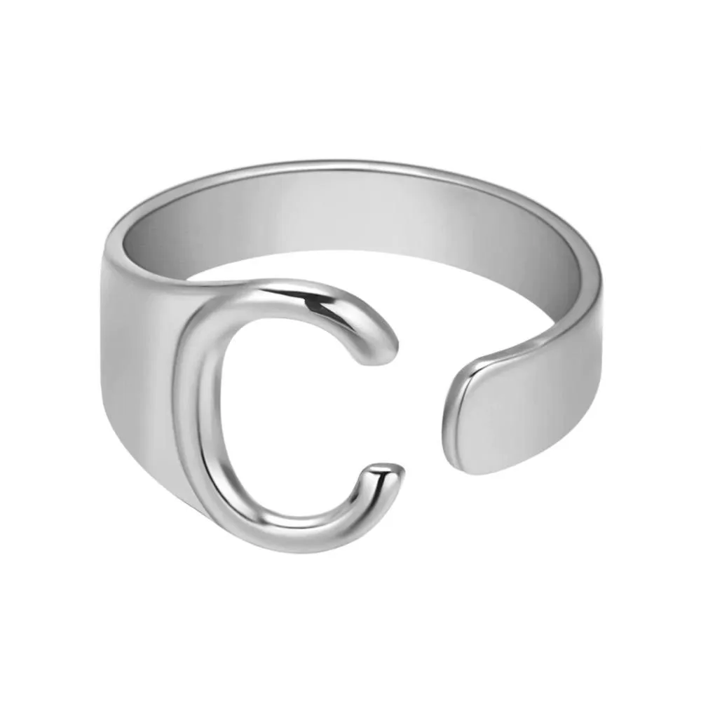 Adjustable Personalized A-Z Initial Letter Rings