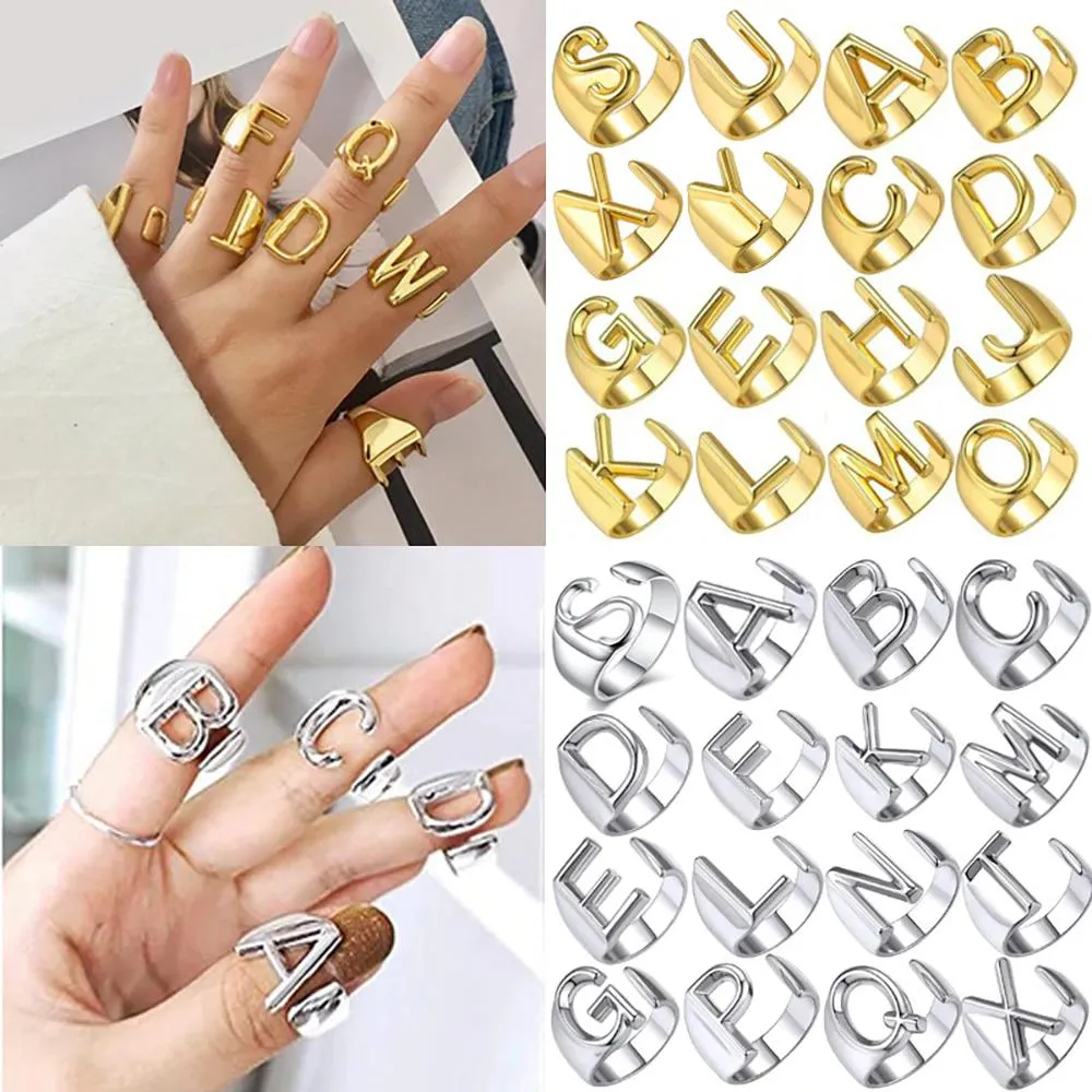 Adjustable Personalized A-Z Initial Letter Rings